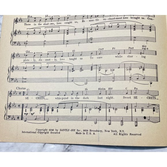 Secrets Vintage Piano Sheet Music Perry Como 1946 Frank Weldon Jack Lawrence - Picture 3 of 6